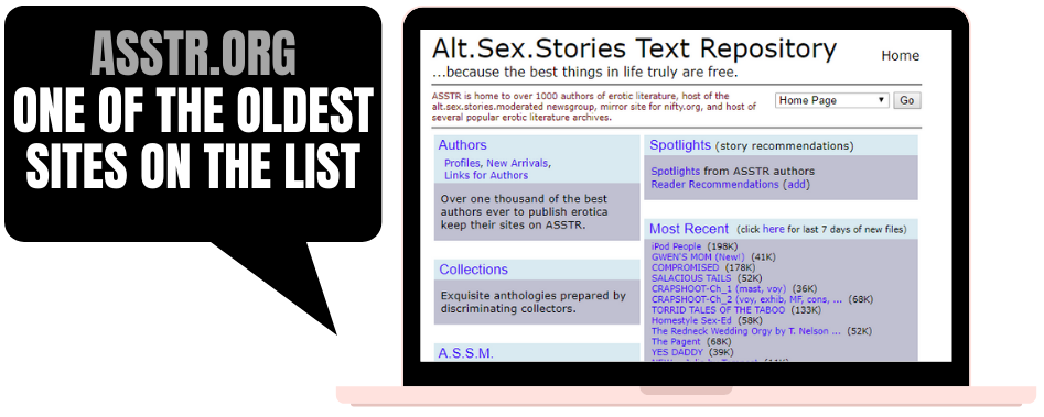 screenshot of asstr.org