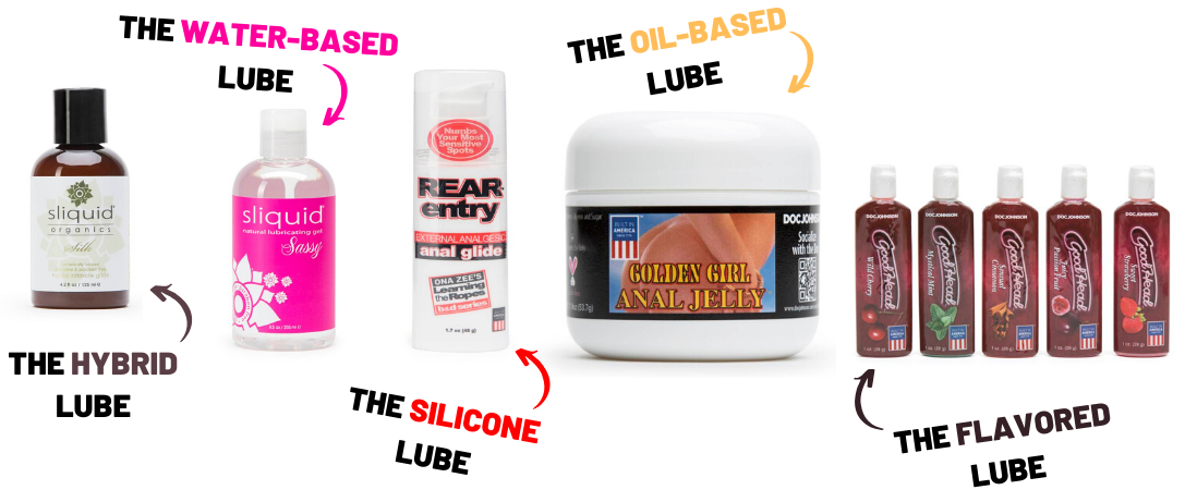 What types of anal lubes are there.