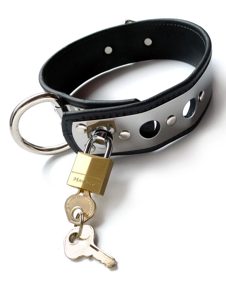 human leather collar wih lock