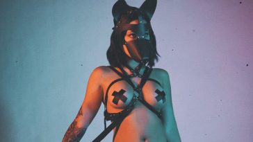 woman in puppy mask